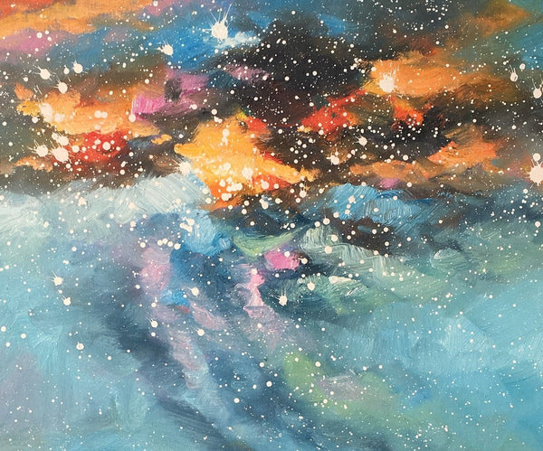 Oil Painting, Starry Night Sky Painting, Custom Abstract Canvas Artwork, Canvas Painting for Kitchen-ArtWorkCrafts.com
