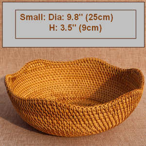 Small Round Storage Basket, Woven Rattan Basket, Fruit Basket for Kitchen, Storage Basket for Dining Room-ArtWorkCrafts.com