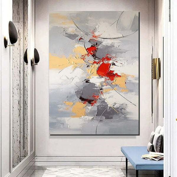 Large Canvas Painting for Office, Simple Modern Acrylic Paintings, Dining Room Canvas Painting, Contemporary Modern Artwork-ArtWorkCrafts.com