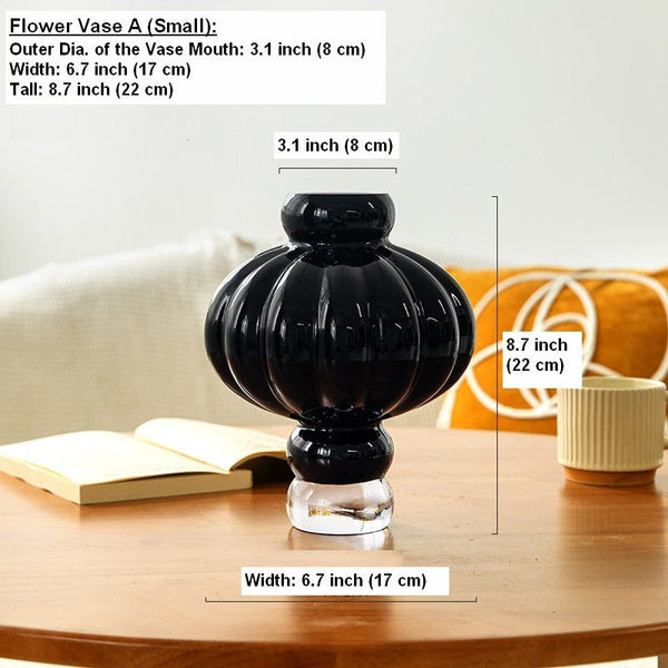 Unique Contemporary Vases for Modern Home Decor, Black Glass Bud Vases, Handmade Liuli Vases, Centerpiece Vases on Table, Black Glaze Vase-ArtWorkCrafts.com