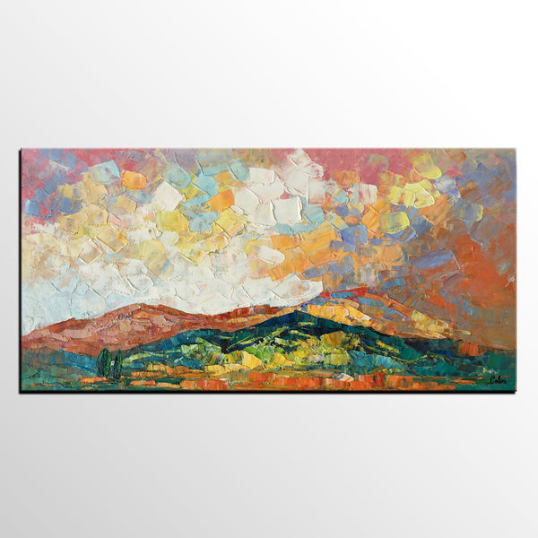 Mountain Landscape Painting, Original Artwork, Custom Extra Large Art, Canvas Artwork