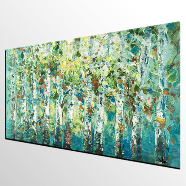 Original Painting, Spring Tree Painting, Custom Extra Large Painting, Oil Painting for Dining Room-ArtWorkCrafts.com