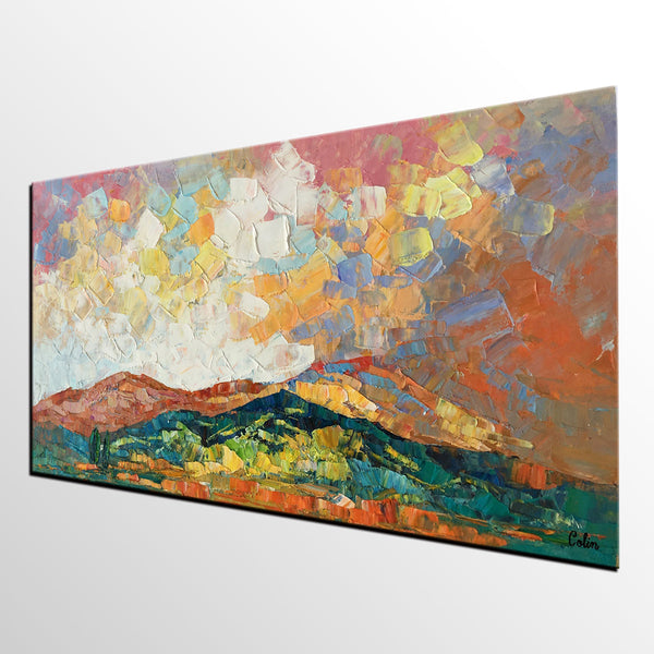 Mountain Landscape Painting, Original Artwork, Custom Extra Large Art, Canvas Artwork-ArtWorkCrafts.com