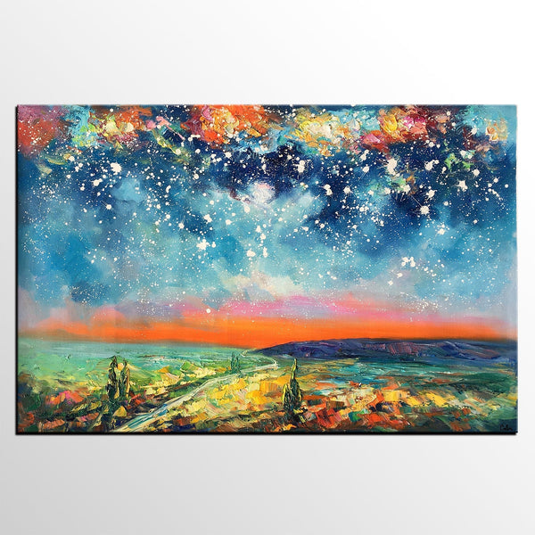Buy Art Online, Abstract Art for Sale, Starry Night Sky Painting, Custom Extra Large Painting
