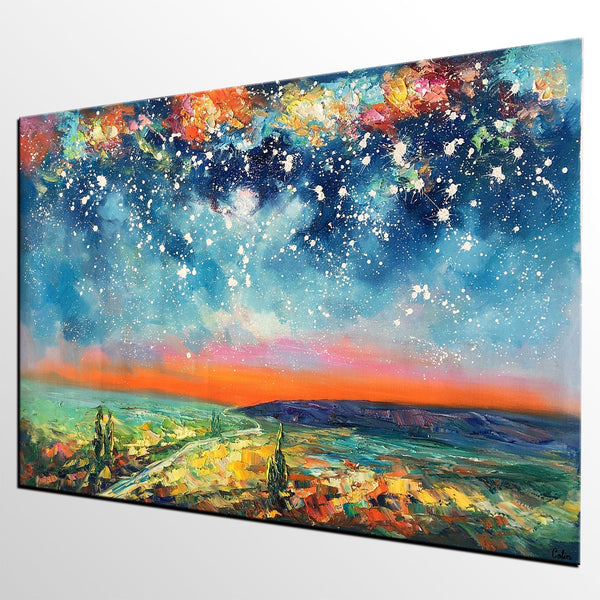 Buy Art Online, Abstract Art for Sale, Starry Night Sky Painting, Custom Extra Large Painting