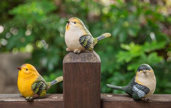 Singing Birds in the Garden, Animal Resin Statue for Garden Ornament, Lovely Birds Statues, Outdoor Decoration Ideas, Garden Ideas-ArtWorkCrafts.com