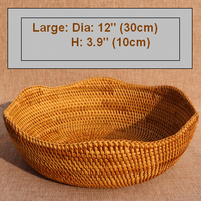 Small Round Storage Basket, Woven Rattan Basket, Fruit Basket for Kitchen, Storage Basket for Dining Room-ArtWorkCrafts.com