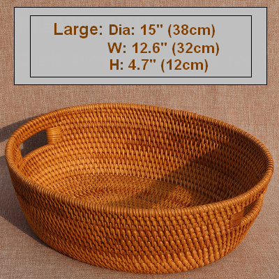 Small Round Storage Basket, Woven Rattan Basket, Fruit Basket for Kitchen, Storage Basket for Dining Room-ArtWorkCrafts.com