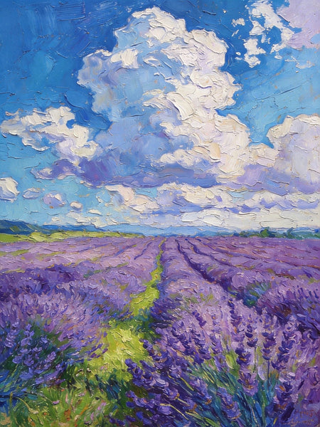 Original Landscape Art, Small Oil Paintings, Lavender of Provence, Small Paintings On Canvas, Hand Painted Canvas Art, Heavy Texture Wall Art Paintings-ArtWorkCrafts.com