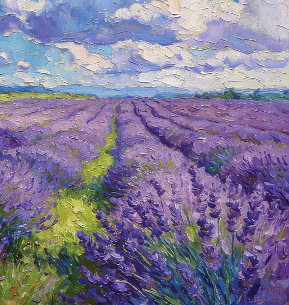 Original Landscape Art, Small Oil Paintings, Lavender of Provence, Small Paintings On Canvas, Hand Painted Canvas Art, Heavy Texture Wall Art Paintings-ArtWorkCrafts.com