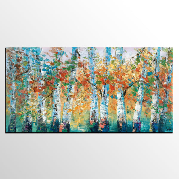 Forest Tree Painting, Custom Extra Large Painting, Original Painting, Oil Painting for Dining Room