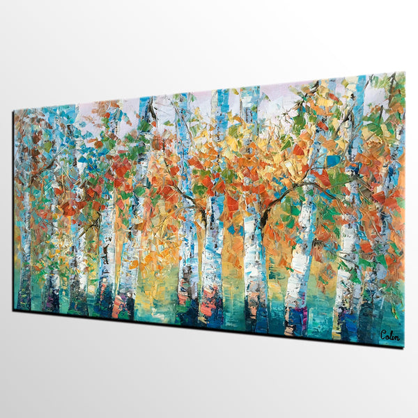 Forest Tree Painting, Custom Extra Large Painting, Original Painting, Oil Painting for Dining Room