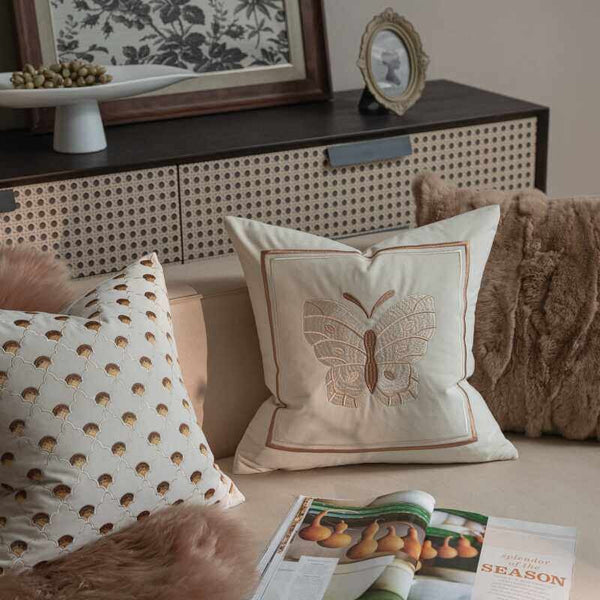 Decorative Pillow Arrangement Ideas for Couch, Modern Decorative Pillows for Bedroom, Embroidered Butterfly Pillow Covers, Large Decorative Throw Pillows for Living Room-ArtWorkCrafts.com