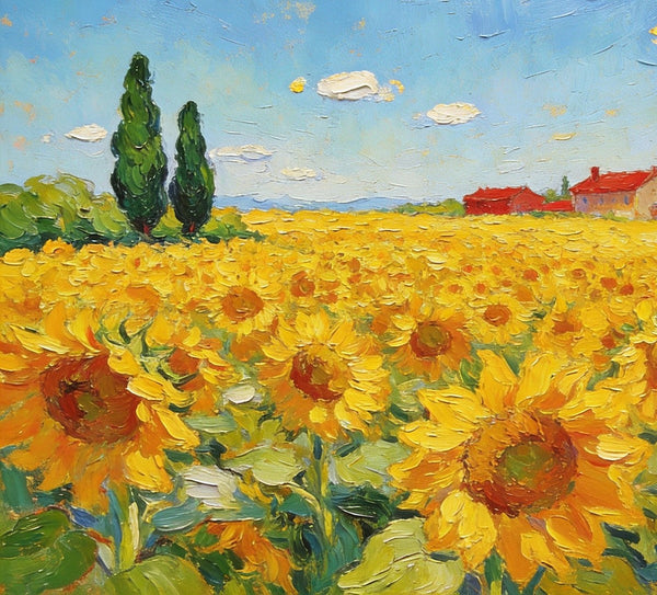 Enchanting Provence Sunflower Fields, Original Canvas Paintings, Palette Knife Oil Paintings, Small Landscape Paintings, Landscape Paintings on Canvas, Hand Painted Canvas Art-ArtWorkCrafts.com
