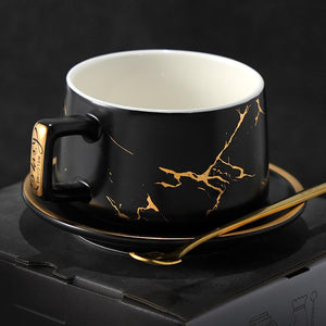 Black Coffee Cup, White Coffee Mug, Tea Cup, Ceramic Cup, Coffee Cup and Saucer Set-ArtWorkCrafts.com