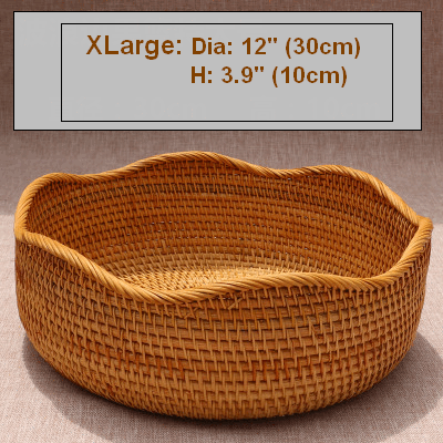Small Round Storage Basket, Woven Rattan Basket, Fruit Basket for Kitchen, Storage Basket for Dining Room-ArtWorkCrafts.com