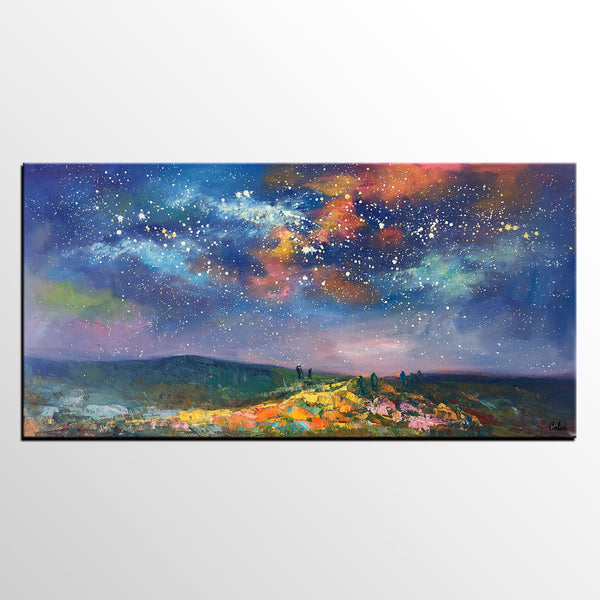 Starry Night Sky Oil Painting, Abstract Art, Modern Art Painting, Custom Extra Large Painting