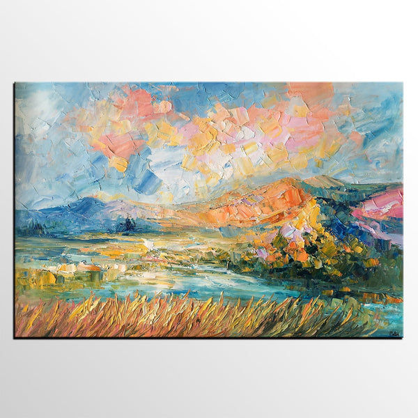 Custom Abstract Painting, Large Oil Painting, Autumn Mountain Landscape Painting, Heavy Texture Painting