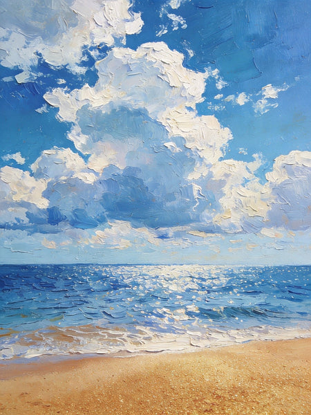 Original Canvas Paintings, Coastal Peace and Quiet, Hand Painted Canvas Art, Small Oil Paintings, Palette Knife Artwork, Landscape Paintings for Bedroom-ArtWorkCrafts.com