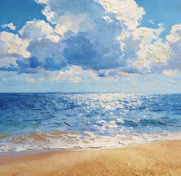 Original Canvas Paintings, Coastal Peace and Quiet, Hand Painted Canvas Art, Small Oil Paintings, Palette Knife Artwork, Landscape Paintings for Bedroom-ArtWorkCrafts.com