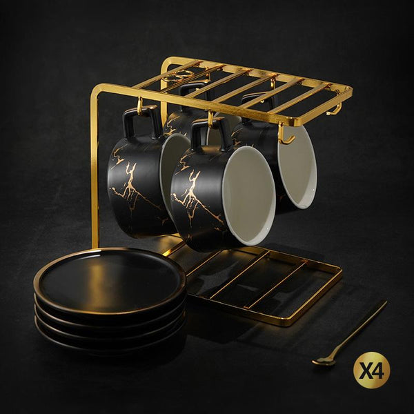 Black Coffee Cup, White Coffee Mug, Tea Cup, Ceramic Cup, Coffee Cup and Saucer Set-ArtWorkCrafts.com