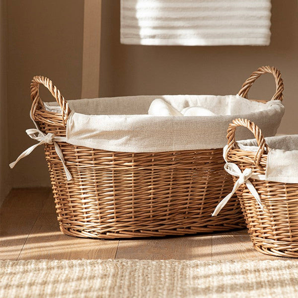 Large Kitchen Round Storage Baskets, Large Food Storage Basket with Handle, Natural Hand-woven Wicker Storage Basket for Clothes, Willow Weaving Baskets for Toys-ArtWorkCrafts.com