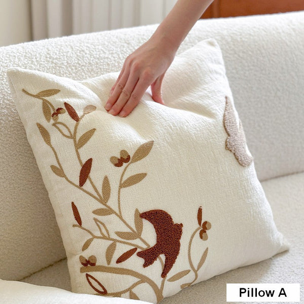 Decorative Pillows for Couch, Square Decorative Pillow Covers, Farmhouse Decorative Pillows for Sofa, Spring Swallow Decorative Pillows for Bedroom-ArtWorkCrafts.com