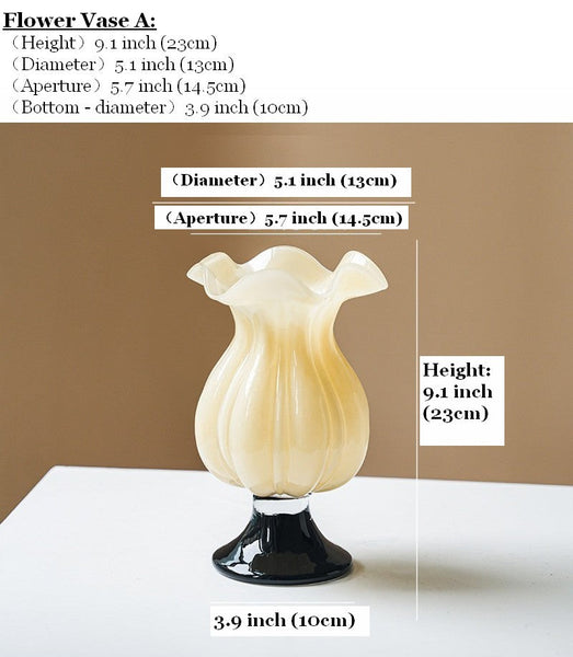 Centerpiece Contemporary Vases on Table, Mid Century Glass Vases, Unique Decorative Glass Vase, Handmade Modern Vases for Living Room, Modern Glass Vase for Flowers-ArtWorkCrafts.com