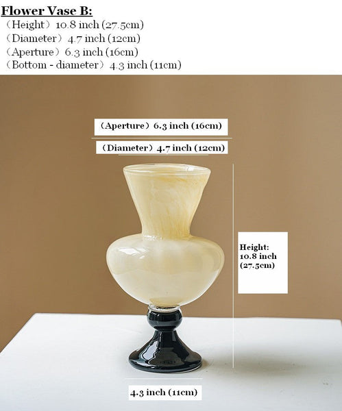 Centerpiece Contemporary Vases on Table, Mid Century Glass Vases, Unique Decorative Glass Vase, Handmade Modern Vases for Living Room, Modern Glass Vase for Flowers-ArtWorkCrafts.com