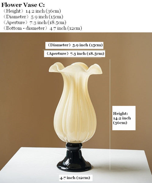 Unique Decorative Glass Vase, Centerpiece Contemporary Vases on Table, Mid Century Glass Vases, Handmade Modern Vases for Living Room, Modern Glass Vase for Flowers-ArtWorkCrafts.com
