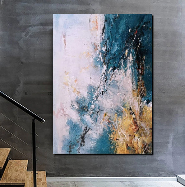 Modern Paintings for Living Room, Simple Modern Art, Blue Abstract Canvas Painting, Contemporary Acrylic Paintings, Large Wall Art Paintings-ArtWorkCrafts.com