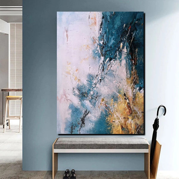 Modern Paintings for Living Room, Simple Modern Art, Blue Abstract Canvas Painting, Contemporary Acrylic Paintings, Large Wall Art Paintings-ArtWorkCrafts.com