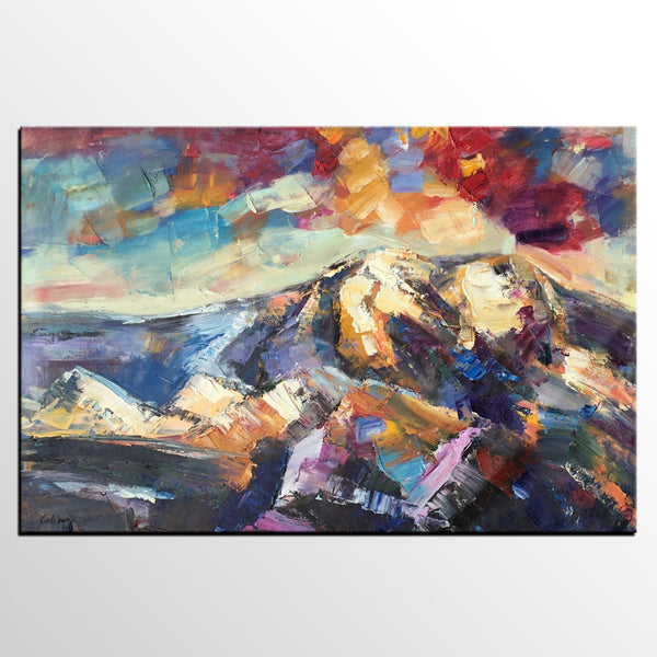 Mountain Landscape Painting, Custom Abstract Oil Paintings, Large Landscape Oil Painting, Large Painting for Sale