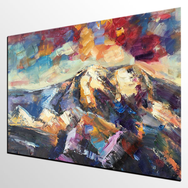 Mountain Landscape Painting, Custom Abstract Oil Paintings, Large Landscape Oil Painting, Large Painting for Sale