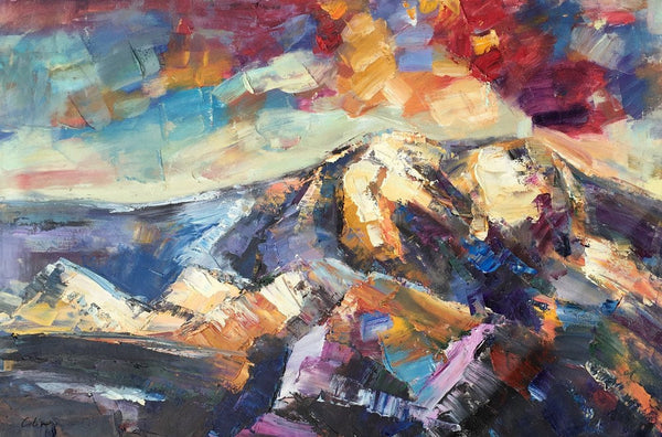 Mountain Landscape Painting, Custom Abstract Oil Paintings, Large Landscape Oil Painting, Large Painting for Sale
