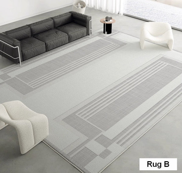 Modern Abstract Rugs under Dining Room Table, Geometric Modern Carpets for Bedroom, Modern Grey Rugs for Living Room-ArtWorkCrafts.com