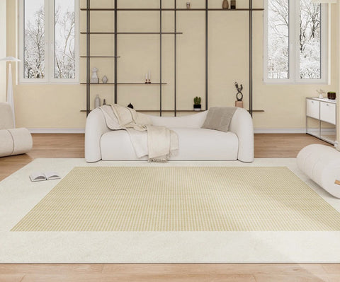 Abstract Modern Rugs for Living Room, Cream Color Contemporary Soft Rugs Next to Bed, Dining Room Modern Floor Carpets, Modern Rug Ideas for Bedroom-ArtWorkCrafts.com