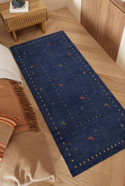 Modern Runner Rugs Next to Bed, Contemporary Runner Rugs for Living Room, Blue Runner Rugs for Hallway, Bathroom Runner Rugs, Kitchen Runner Rugs-ArtWorkCrafts.com