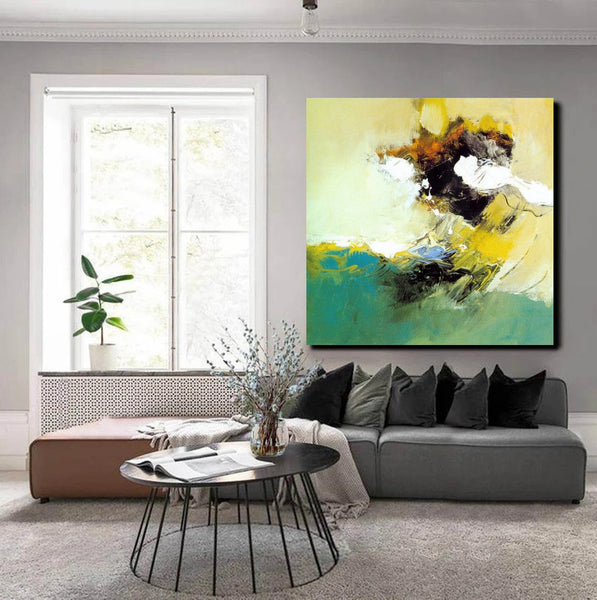 Acrylic Painting for Bedroom, Modern Canvas Painting, Contemporary Artwork, Green Abstract Acrylic Paintings, Hand Painted Canvas Art