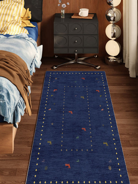Modern Runner Rugs Next to Bed, Contemporary Runner Rugs for Living Room, Blue Runner Rugs for Hallway, Bathroom Runner Rugs, Kitchen Runner Rugs-ArtWorkCrafts.com