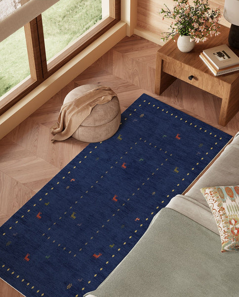 Modern Runner Rugs Next to Bed, Contemporary Runner Rugs for Living Room, Blue Runner Rugs for Hallway, Bathroom Runner Rugs, Kitchen Runner Rugs-ArtWorkCrafts.com