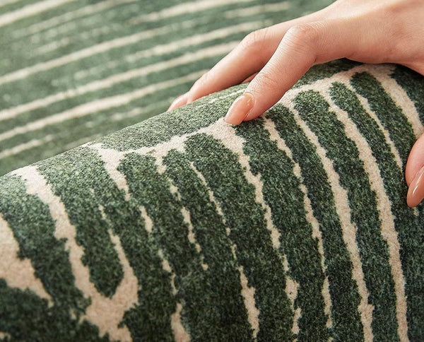 Green Contemporary Modern Rugs, Geometric Round Rugs for Dining Room, Mid Century Round Modern Rugs under Chairs, Bedroom Abstract Modern Area Rugs-ArtWorkCrafts.com