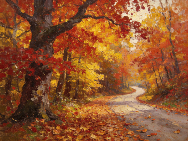 Tranquil Autumn Forest Scene, Small Oil Paintings, Original Wall Art Paintings, Hand Painted Canvas Art, Landscape Canvas Paintings for Dining Room-ArtWorkCrafts.com