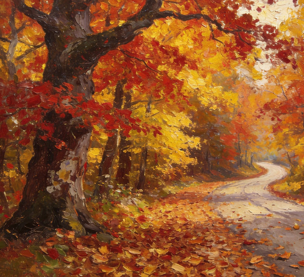 Tranquil Autumn Forest Scene, Small Oil Paintings, Original Wall Art Paintings, Hand Painted Canvas Art, Landscape Canvas Paintings for Dining Room-ArtWorkCrafts.com