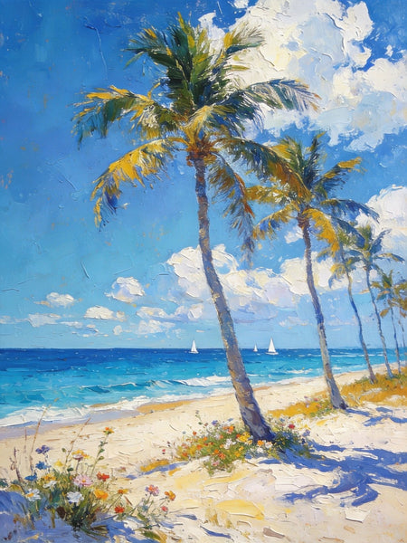 Landscape Canvas Paintings, Beachside Beauty, Seashore Painting, Beach Oil Paintings, Original Landscape Paintings, Hand Painted Canvas Art, On Canvas Small Paintings-ArtWorkCrafts.com