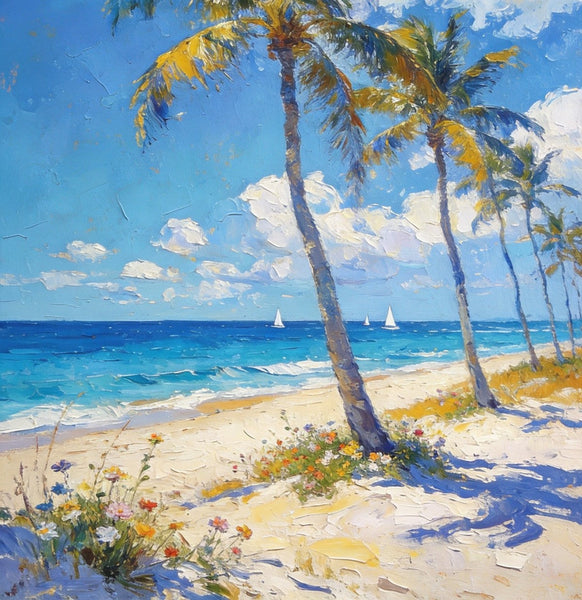 Landscape Canvas Paintings, Beachside Beauty, Seashore Painting, Beach Oil Paintings, Original Landscape Paintings, Hand Painted Canvas Art, On Canvas Small Paintings-ArtWorkCrafts.com