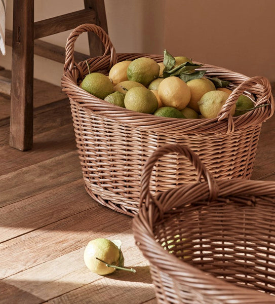 Willow Weaving Baskets for Vegetable, Natural Fruit Basket, Kitchen Storage Baskets, Large Picnic Food Basket with Handle, Natural Hand-woven Wicker Storage Basket-ArtWorkCrafts.com