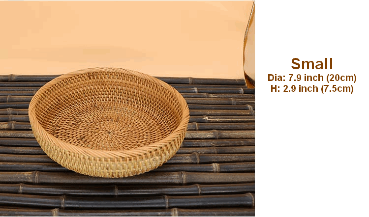 Round Stoarge Basket, Storage Basket for Food, Small Storage Baskets, Woven Storage Baskets, Rattan Storage Baskets, Kitchen Storage Baskets-ArtWorkCrafts.com