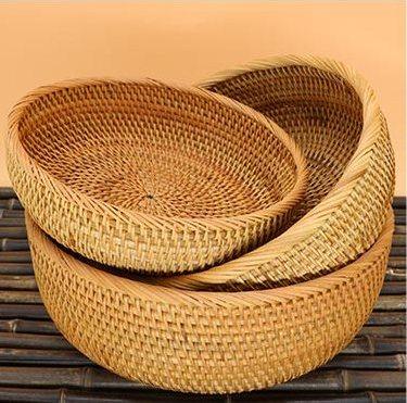 Round Stoarge Basket, Storage Basket for Food, Small Storage Baskets, Woven Storage Baskets, Rattan Storage Baskets, Kitchen Storage Baskets-ArtWorkCrafts.com