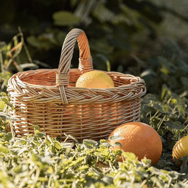 Small Kitchen Storage Baskets, Picnic Storage Basket with Handle, Hand-woven Wicker Storage Basket, Natural Fruit Basket, Willow Weaving Baskets for Vegetable-ArtWorkCrafts.com